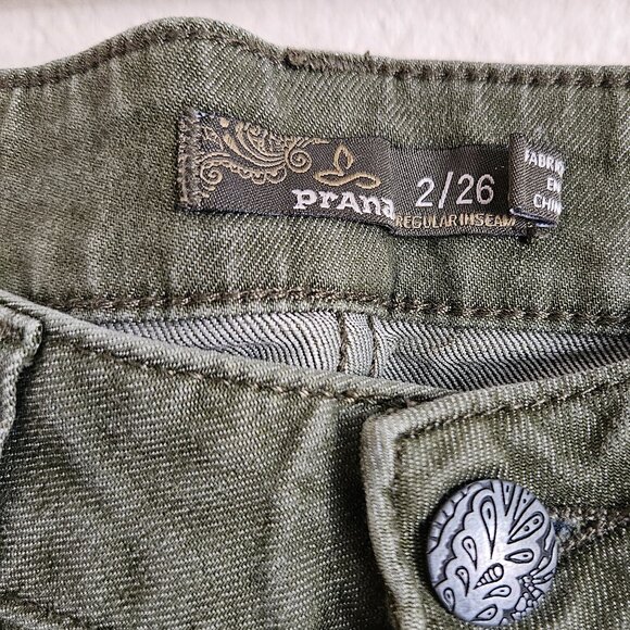 Prana Kayla Cargo Green Jean  - Tapered to Ankle - Size 2/26 - Picture 4 of 6